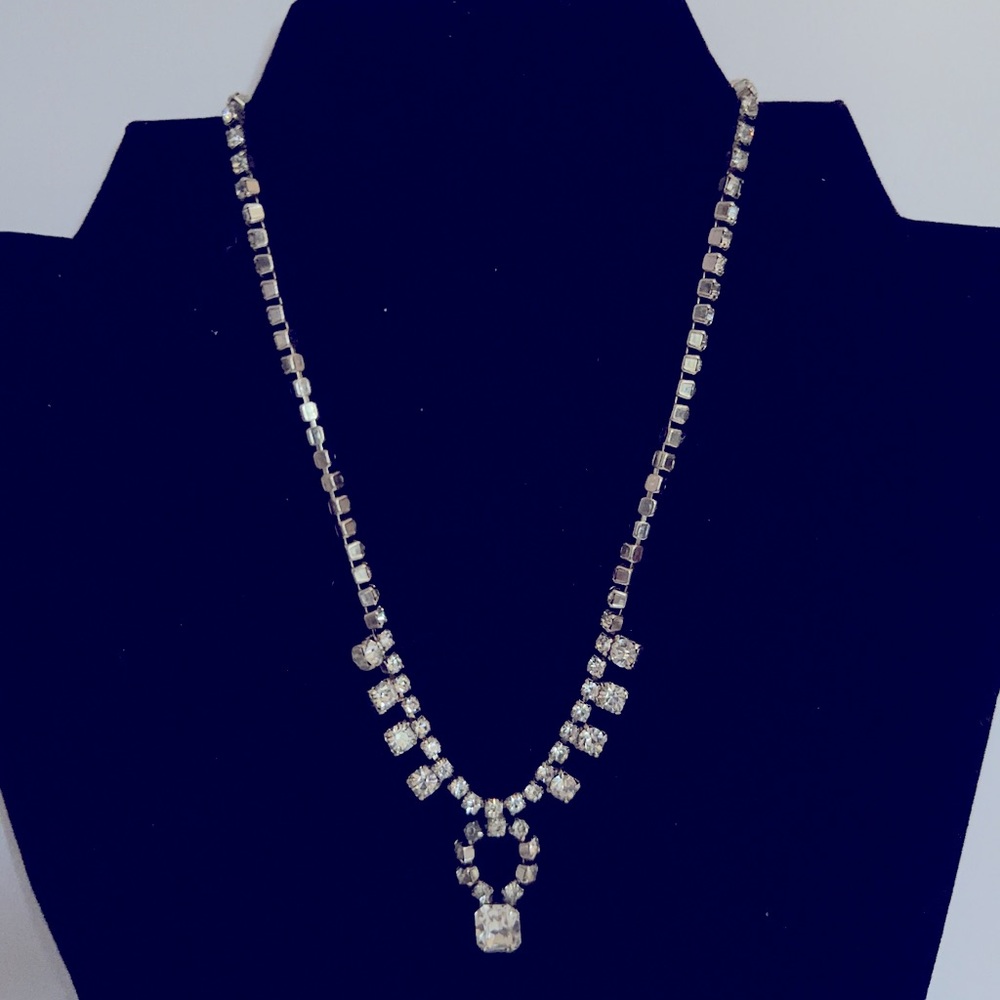 Rhinestone Formal Vintage Necklace. Brilliant Silver & Clear 1950-60’s Style